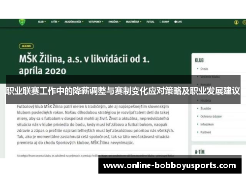 职业联赛工作中的降薪调整与赛制变化应对策略及职业发展建议